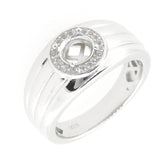 Men's Sterling Silver Semi Mount Ring Setting Round RD 6x6mm Halo Band Solid - Syzjewelry